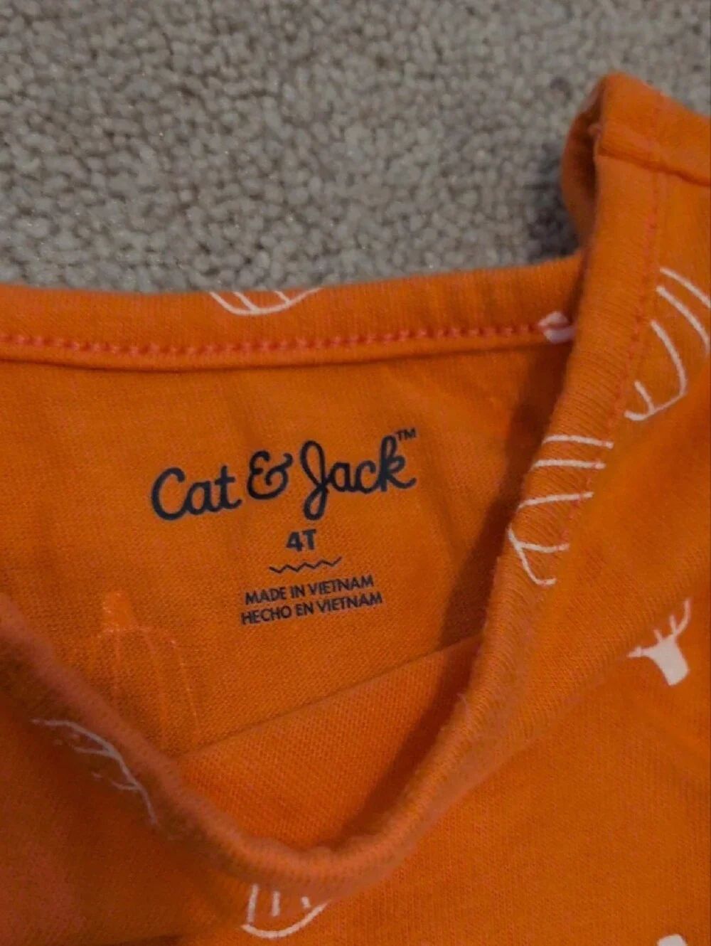 Cat & Jack Orange Long-Sleeve Pumpkin Print Dress (4T)
